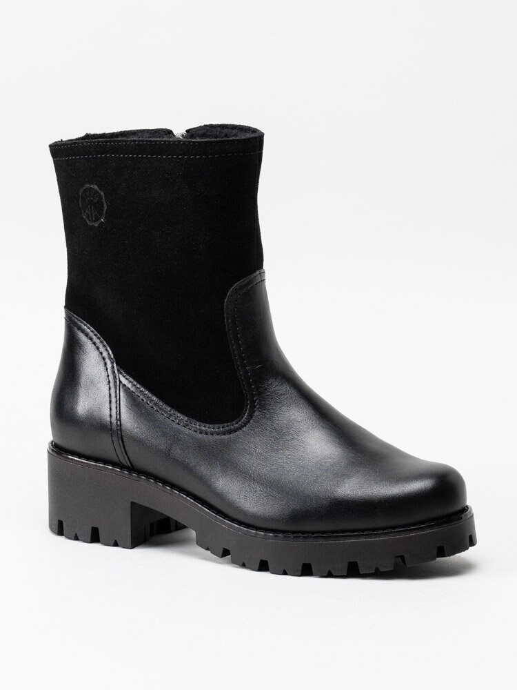 Aaltonen - Svarta fodrade bikerboots i mocka och skinn