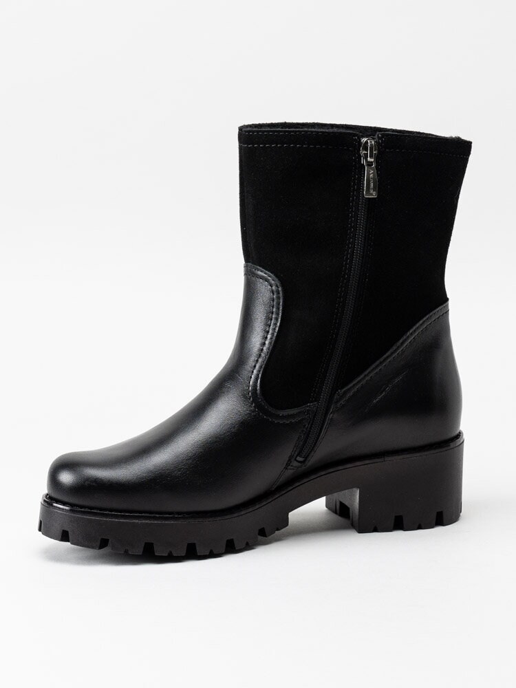 Aaltonen - Svarta fodrade bikerboots i mocka och skinn