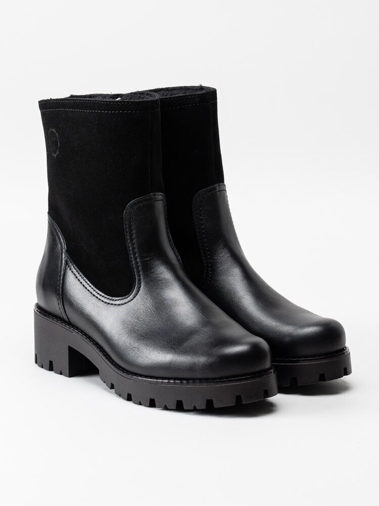 Aaltonen - Svarta fodrade bikerboots i mocka och skinn