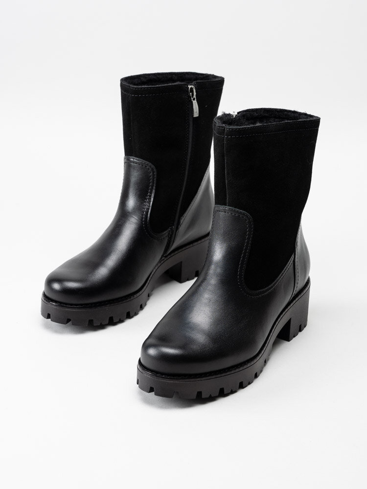 Aaltonen - Svarta fodrade bikerboots i mocka och skinn