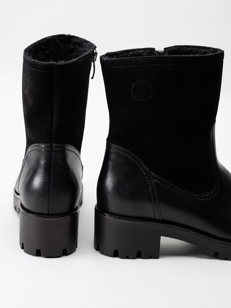 Aaltonen - Svarta fodrade bikerboots i mocka och skinn