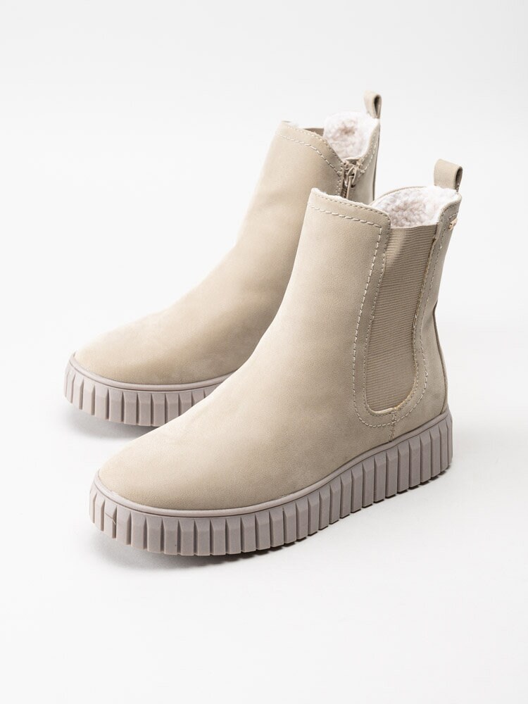 S.Oliver - Beige fodrade boots i veganskt material