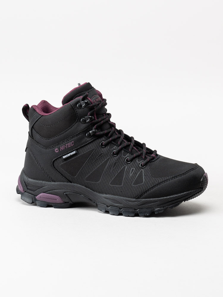 Hi-Tec - Raven Mid WP Womens - Svarta vattentäta hikingkängor med lila detaljer