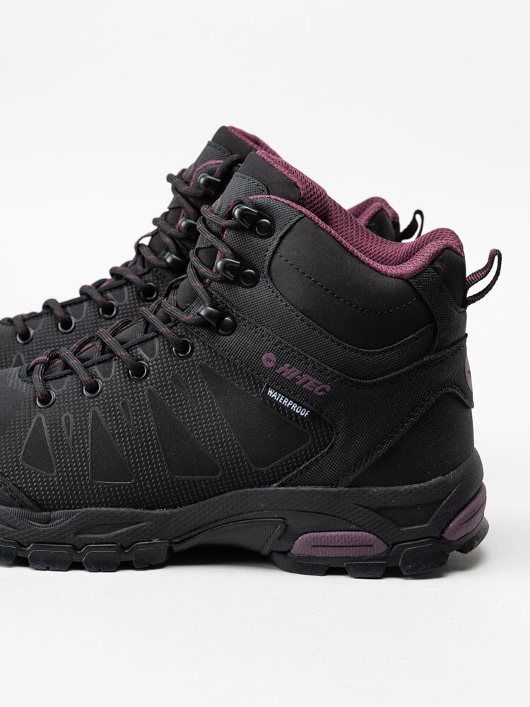 Hi-Tec - Raven Mid WP Womens - Svarta vattentäta hikingkängor med lila detaljer