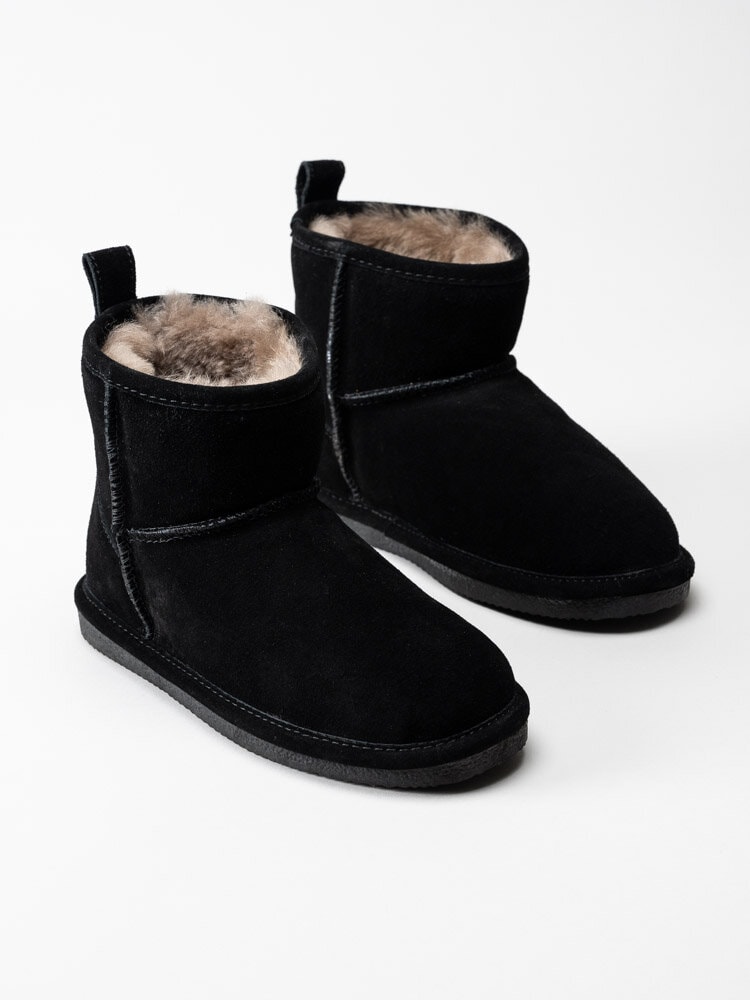 Axelda - Venezia - Svarta fårskinnsfodrade boots i mocka
