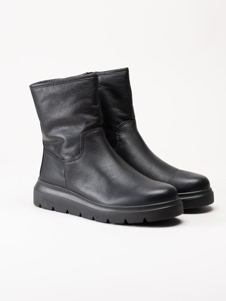 Ecco - Nouvelle - Svarta fodrade boots i skinn
