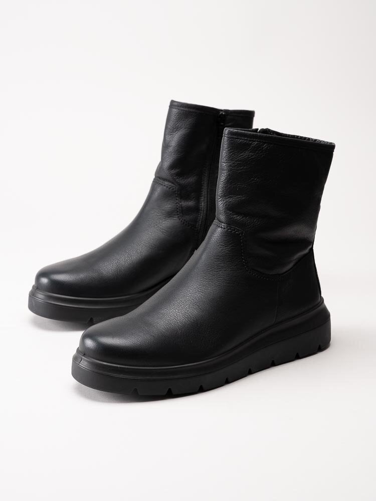 Ecco - Nouvelle - Svarta fodrade boots i skinn