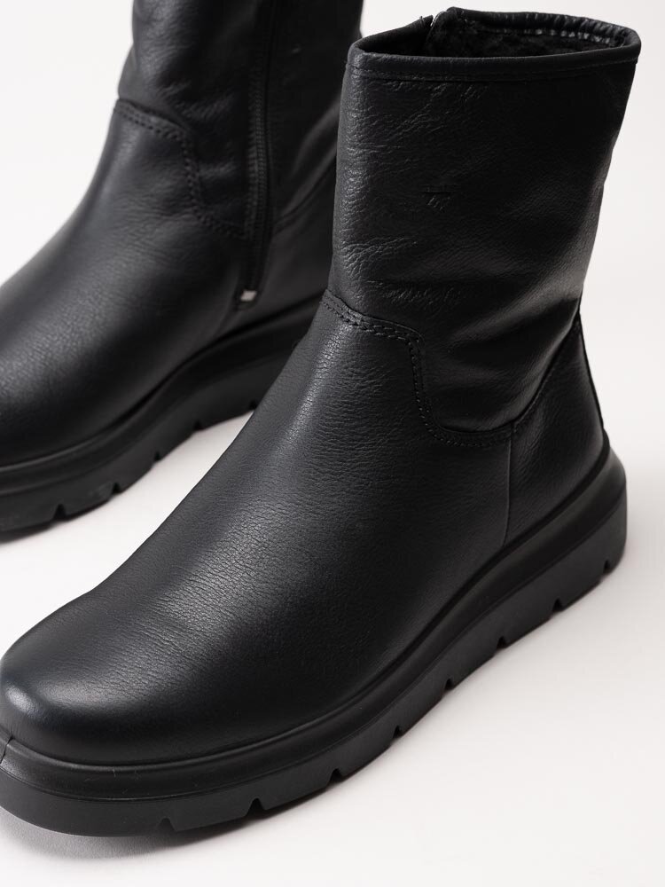 Ecco - Nouvelle - Svarta fodrade boots i skinn