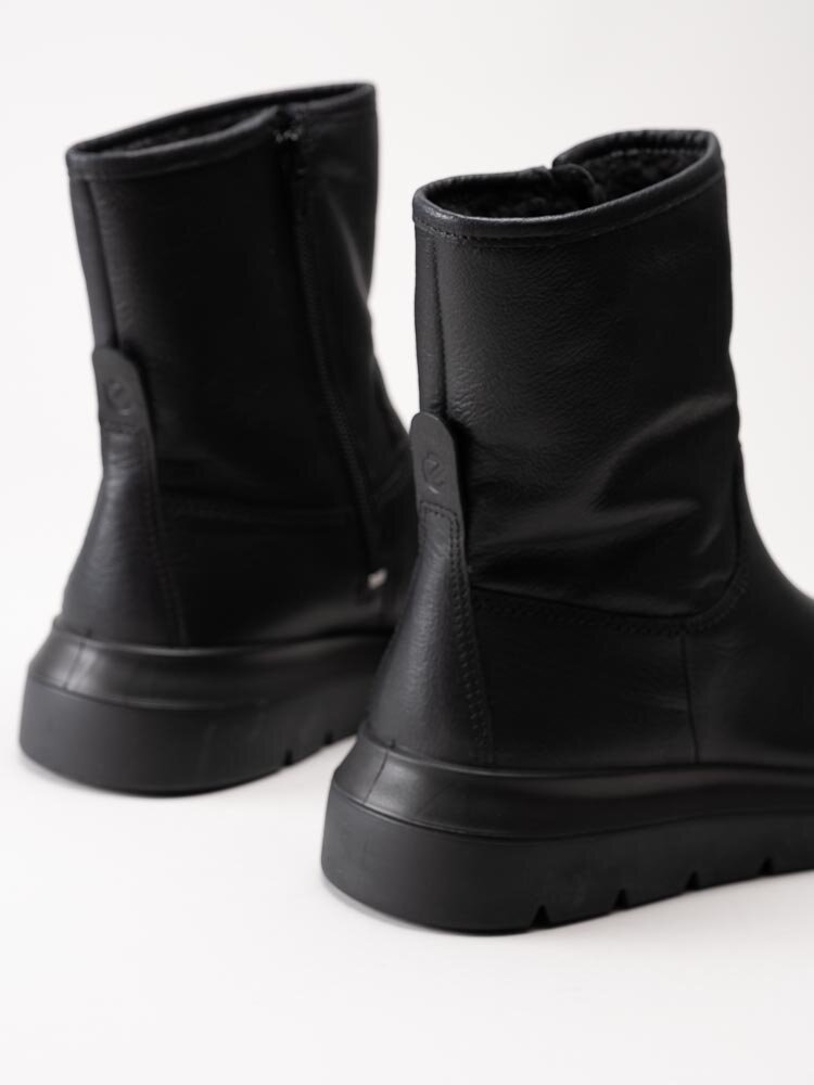 Ecco - Nouvelle - Svarta fodrade boots i skinn