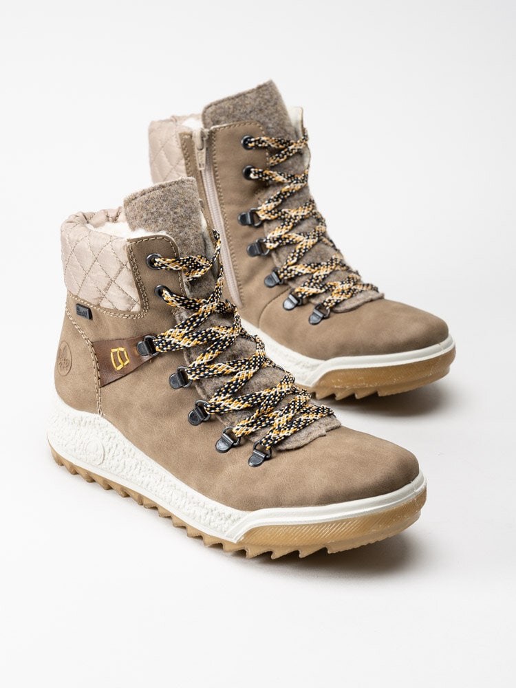 Rieker - Beige fodrade pjäxkängor med rieker-tex