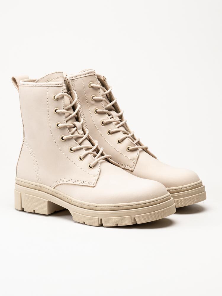 Tamaris - Beige kängor i nubuck