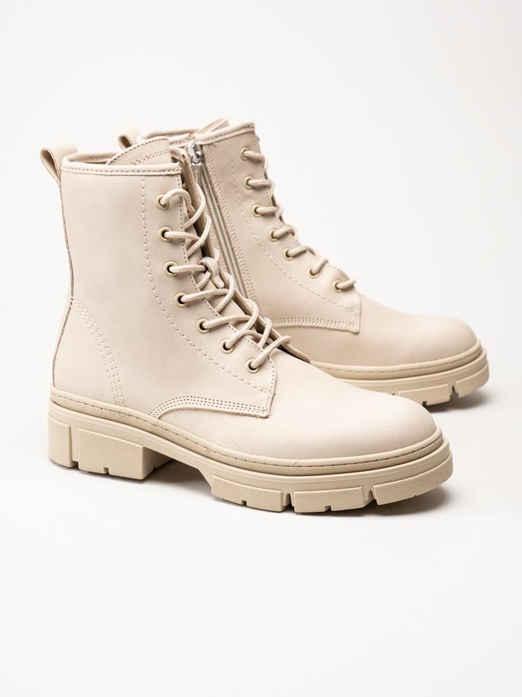 Tamaris - Beige kängor i nubuck