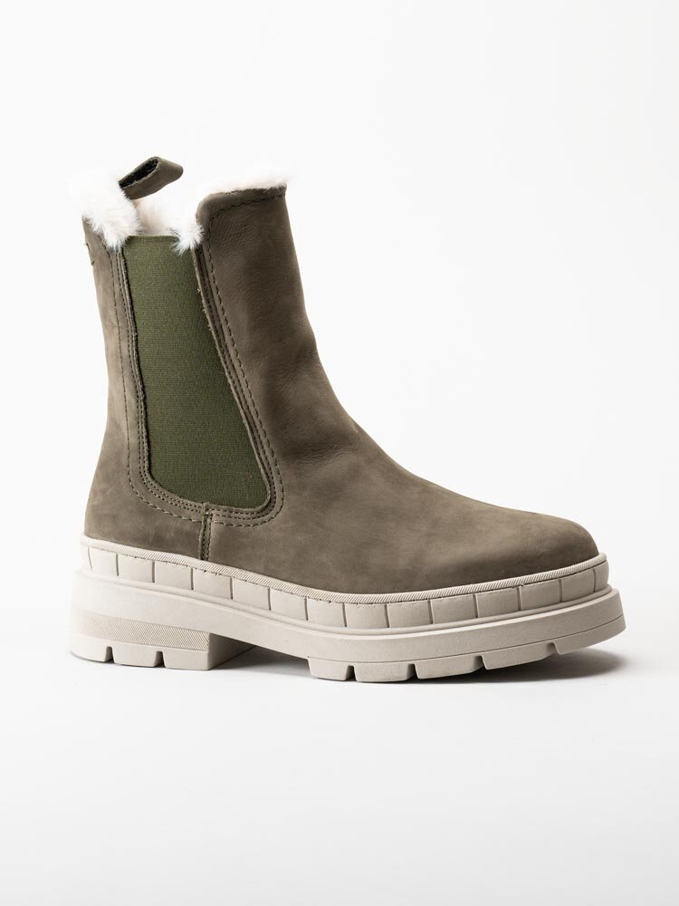 Tamaris - Gröna fodrade chelsea boots