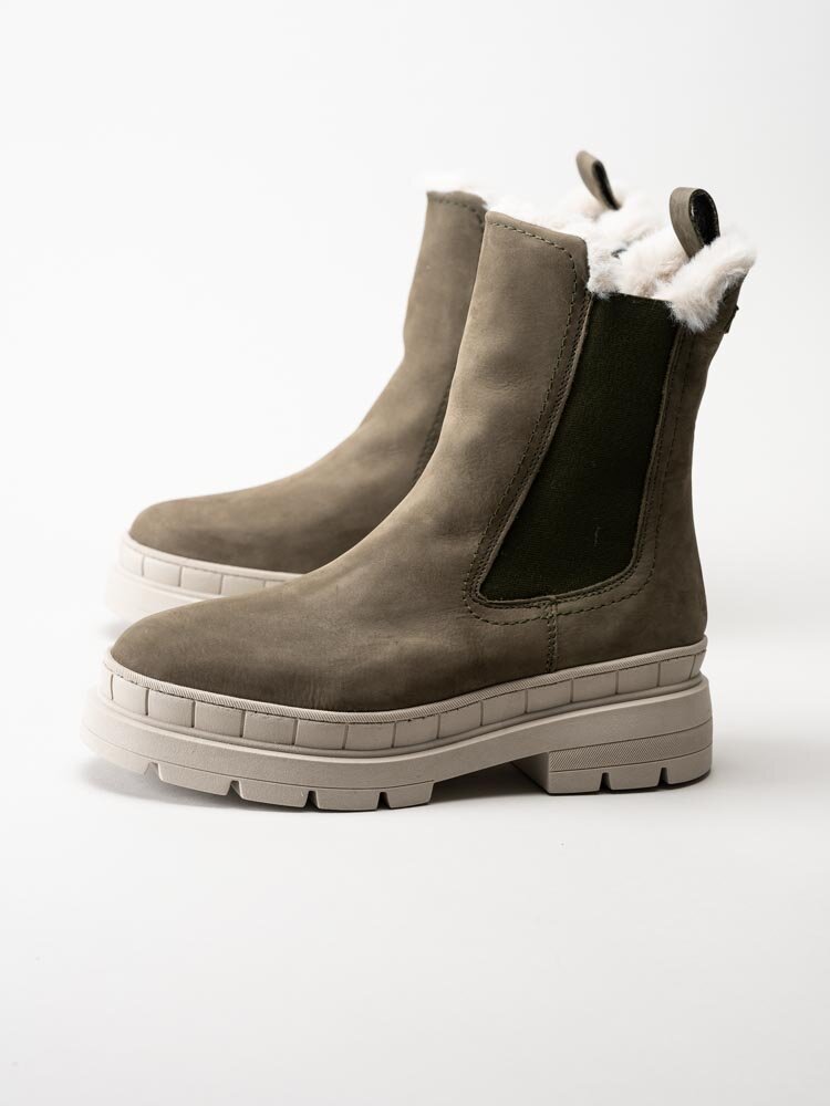 Tamaris - Gröna fodrade chelsea boots