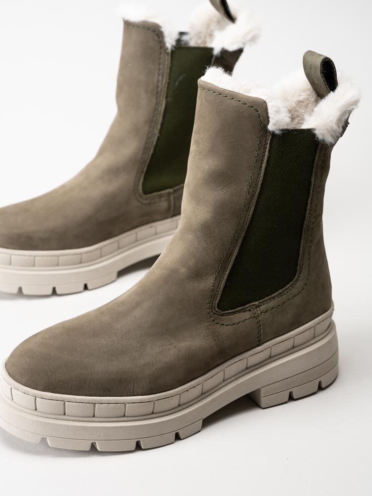 Tamaris - Gröna fodrade chelsea boots