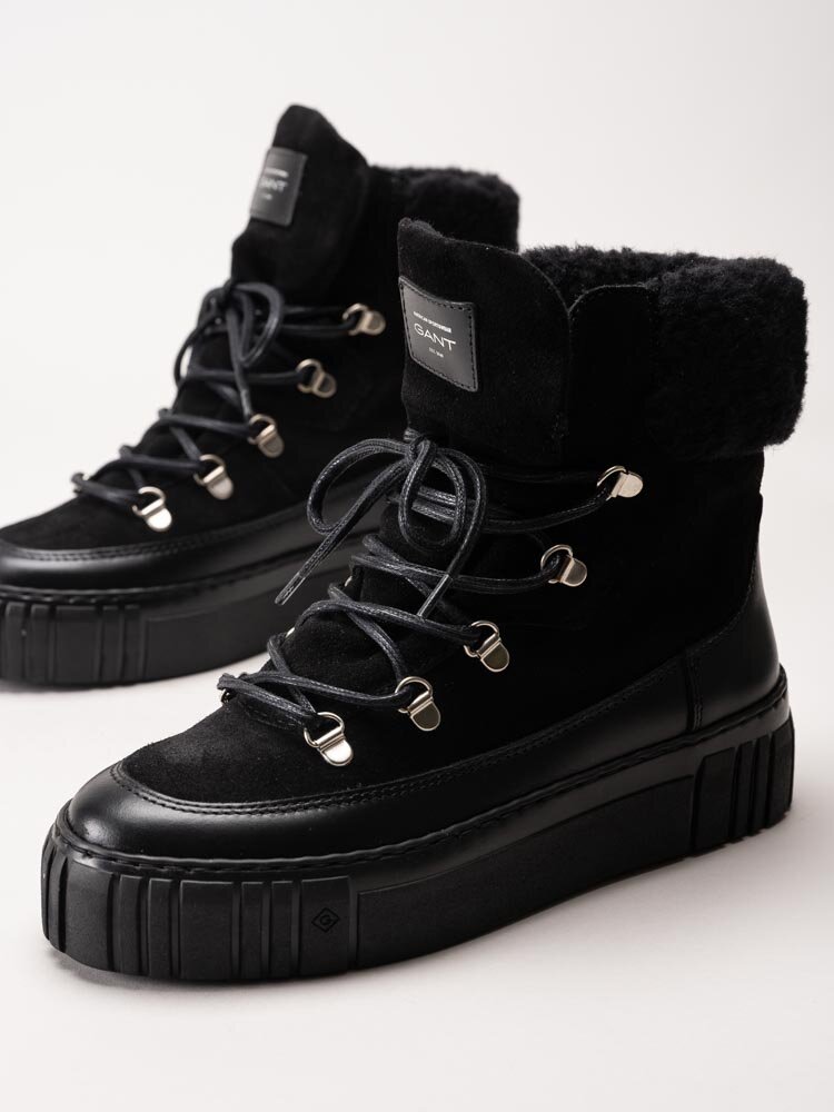 Gant Footwear - Snowmont Mid Boot - Svarta ullfodrade pjäxkängor