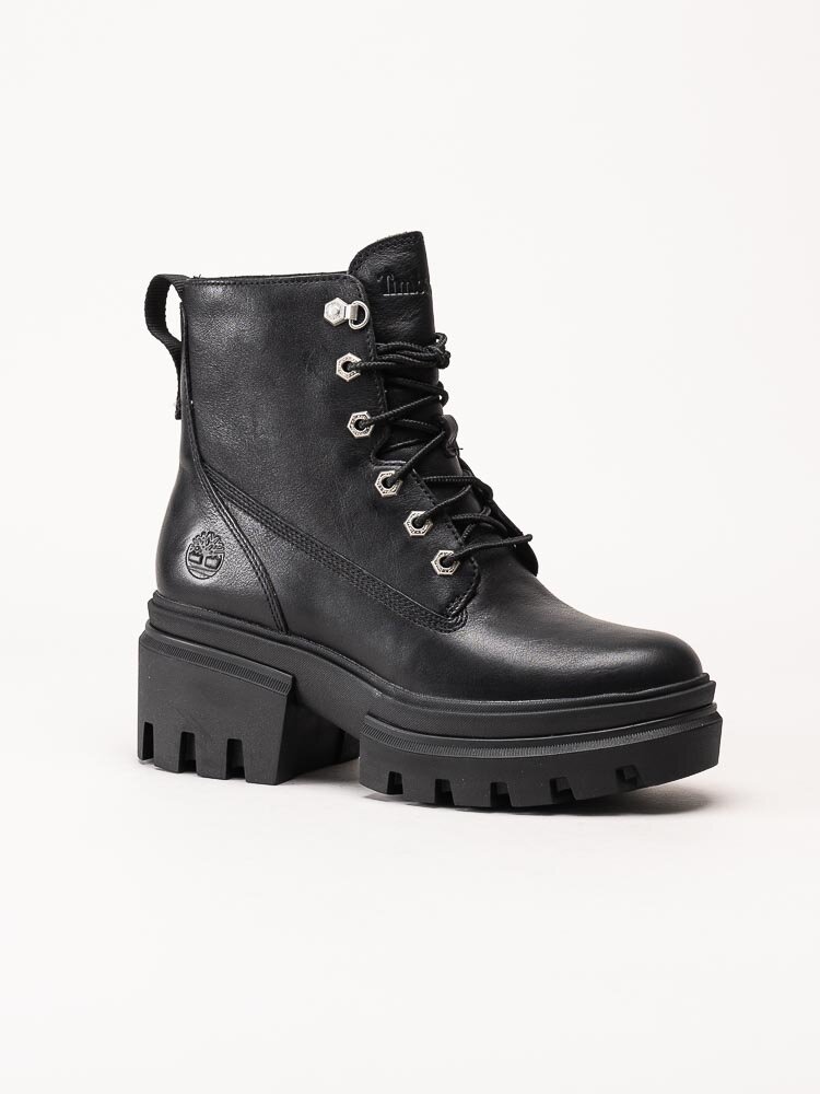 Timberland - Everleigh Boot 6in lace - Svarta platåkängor i skinn