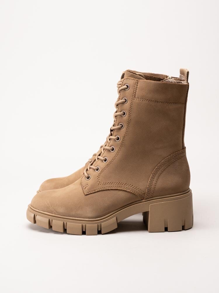 Tamaris - Beige kängor i nubuck