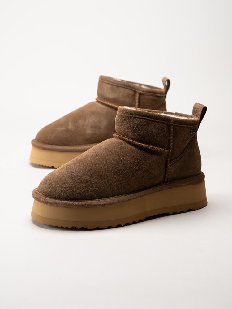 Axelda - Milano - Bruna fårskinnsfodrade boots i mocka