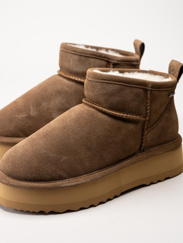 Axelda - Milano - Bruna fårskinnsfodrade boots i mocka