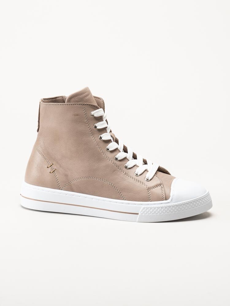 Andrea Conti - Beige höga sneakers i skinn