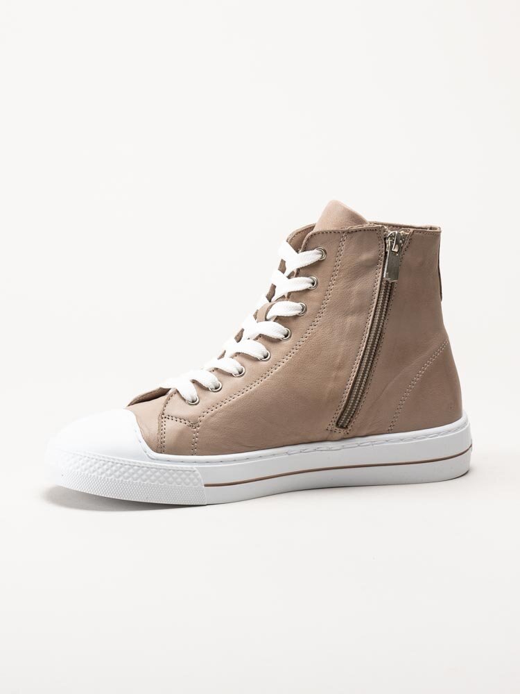 Andrea Conti - Beige höga sneakers i skinn