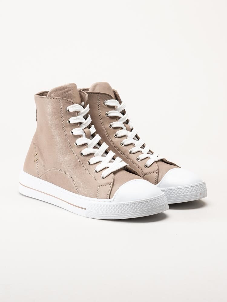 Andrea Conti - Beige höga sneakers i skinn