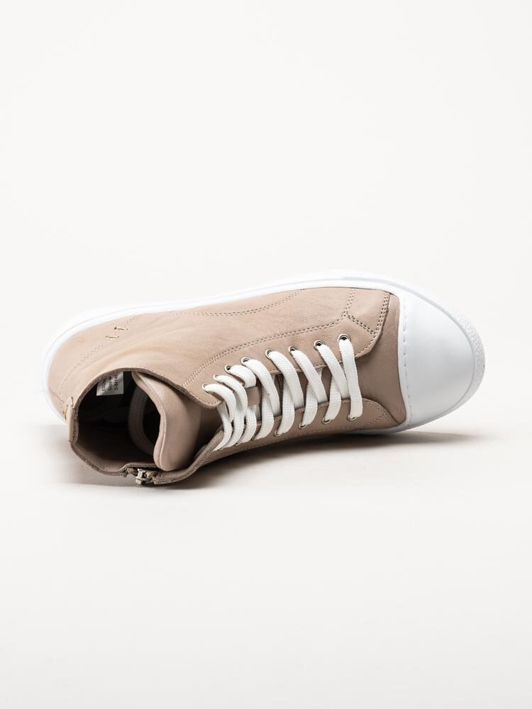 Andrea Conti - Beige höga sneakers i skinn