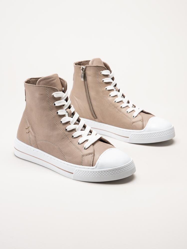 Andrea Conti - Beige höga sneakers i skinn