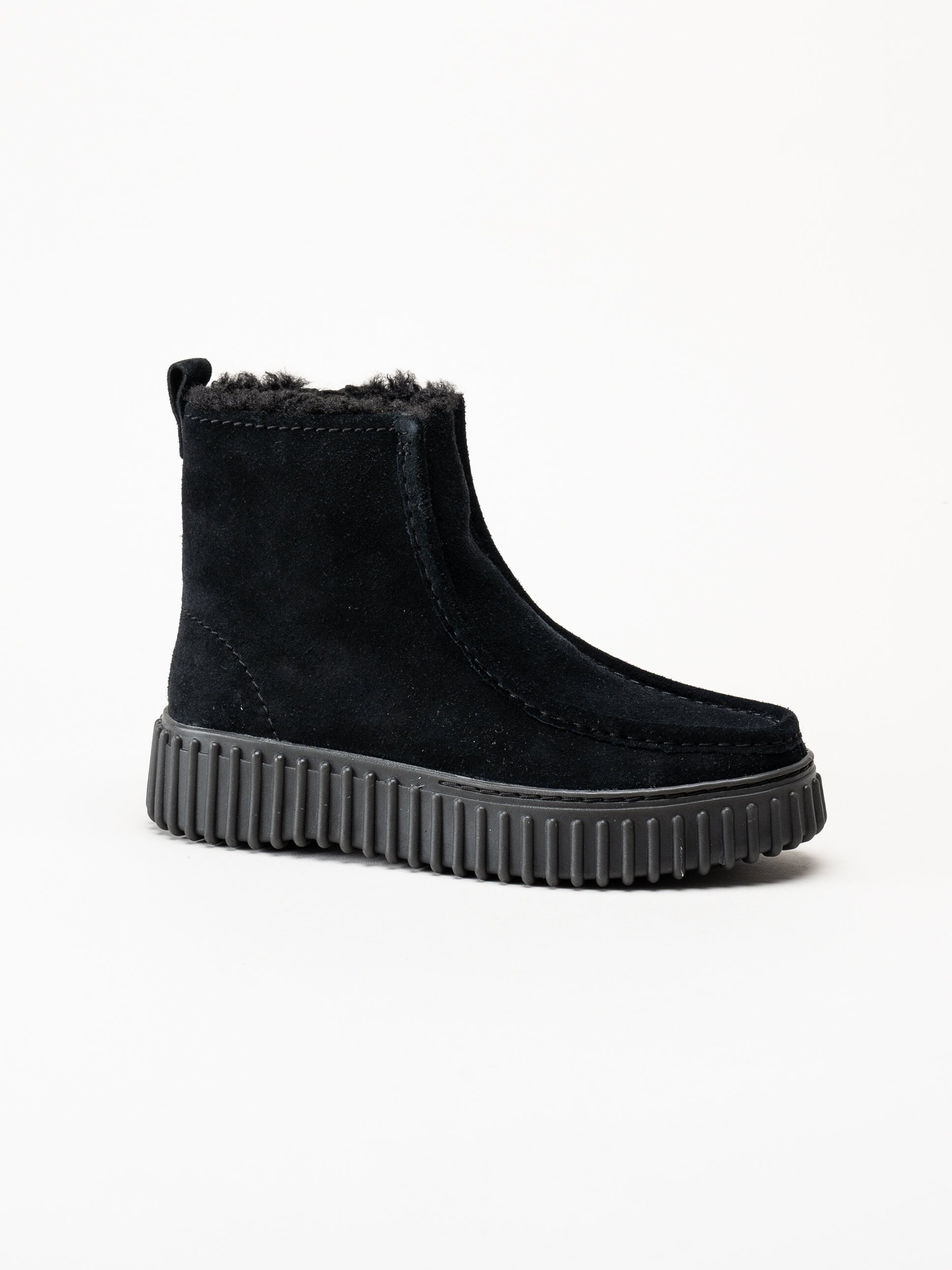 Clarks - Torhill Cozy - Svarta boots i mocka