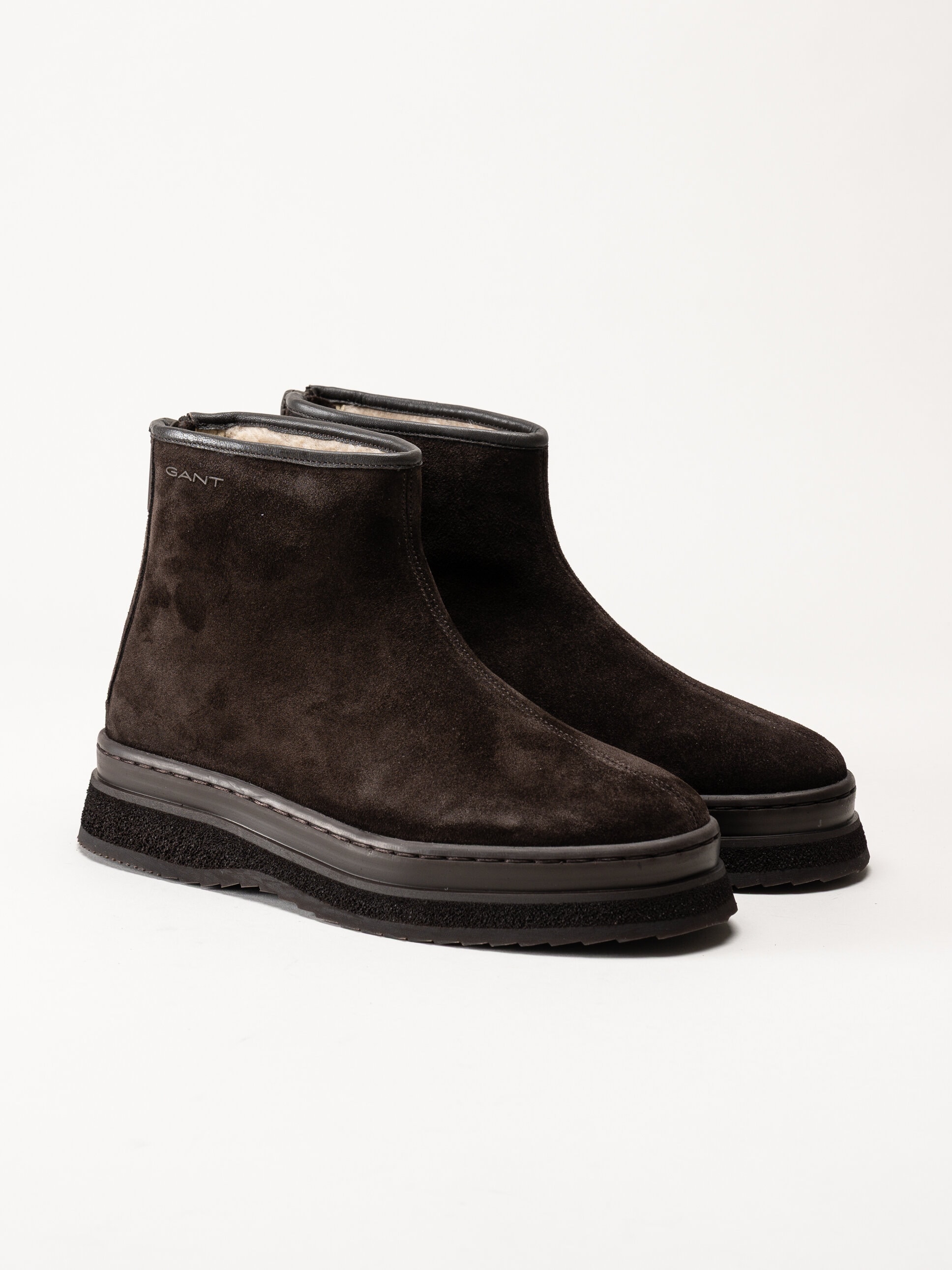 Gant Footwear - Sistown Mid Boot - Mörkbruna varmfodrade boots i mocka