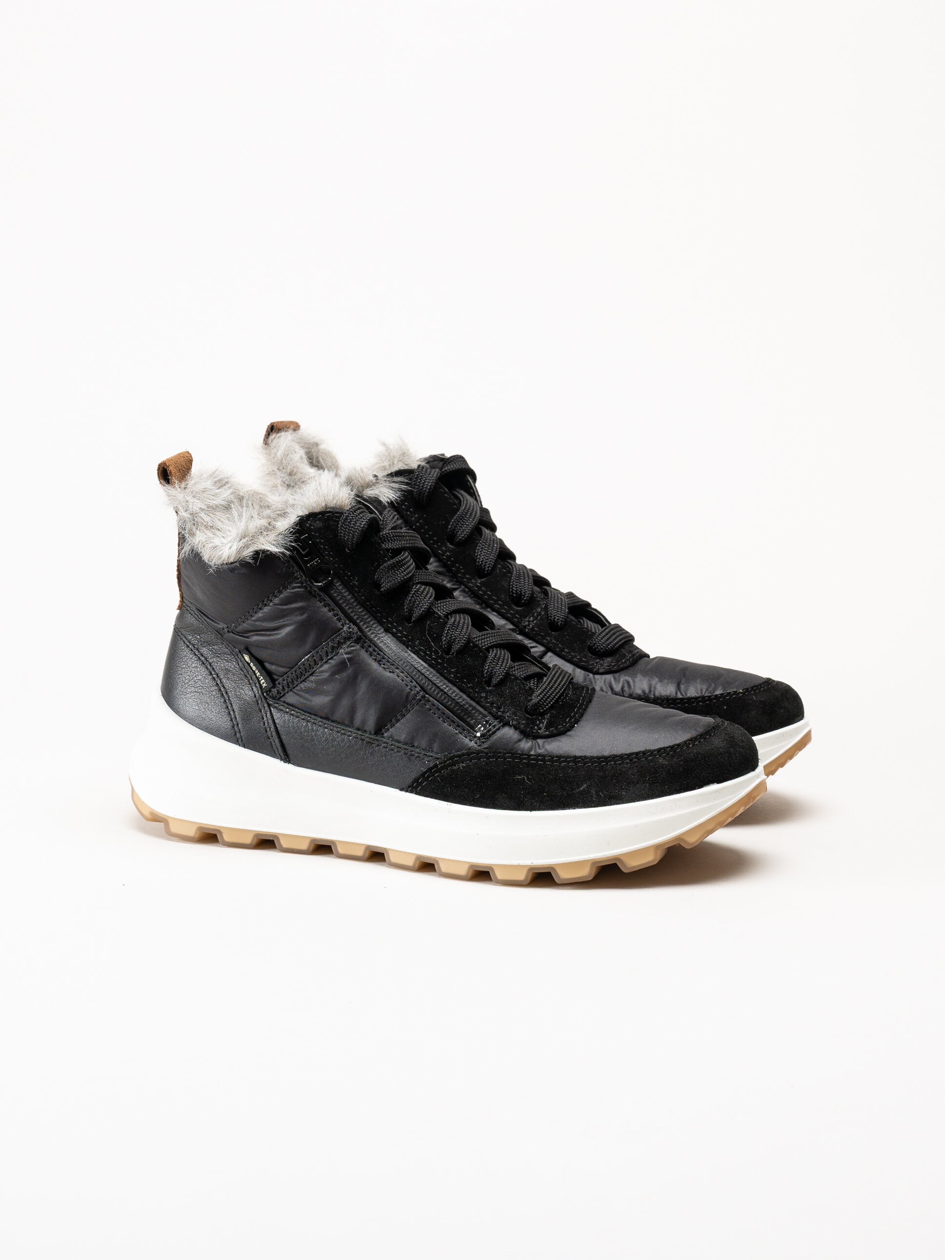 Legero - T4 RUN - Svarta fodrade kängor i skinn