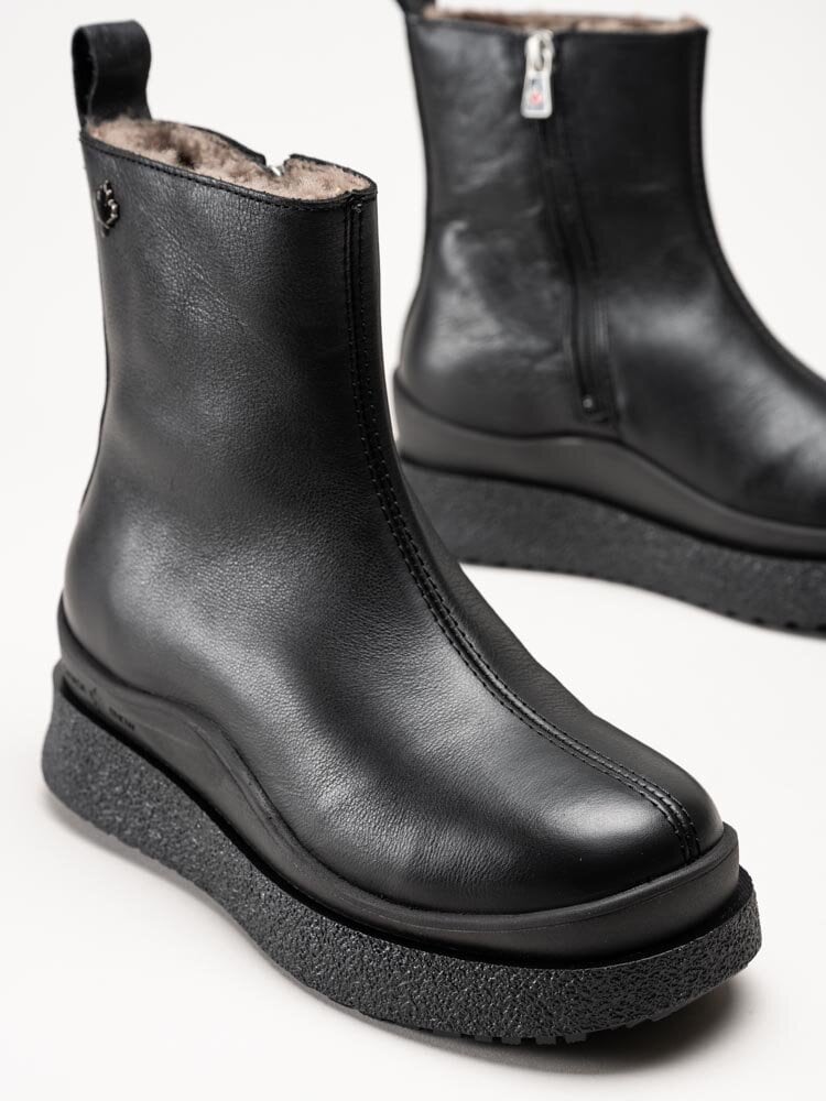 Canada Snow - Mount Meer - Svarta fårskinnsfodrade boots i skinn