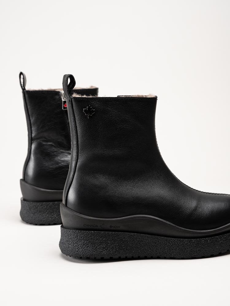 Canada Snow - Mount Meer - Svarta fårskinnsfodrade boots i skinn