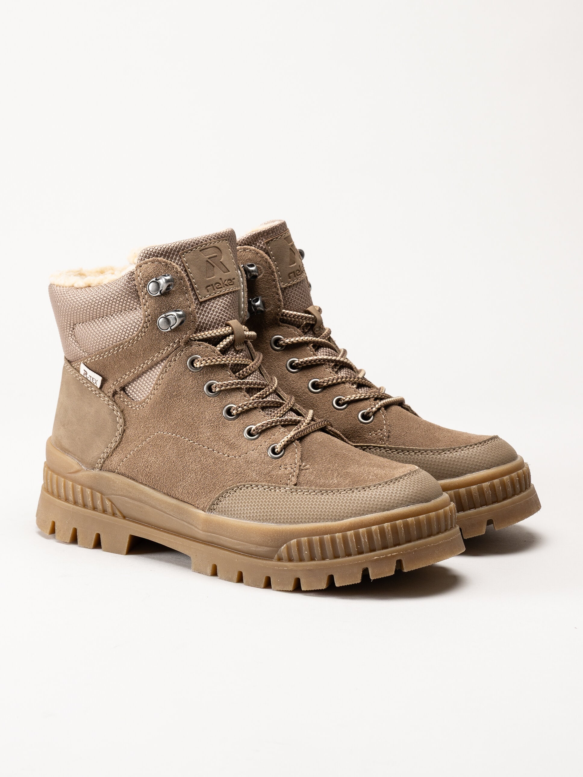 Rieker - Beige varmfodrade kängor i mocka