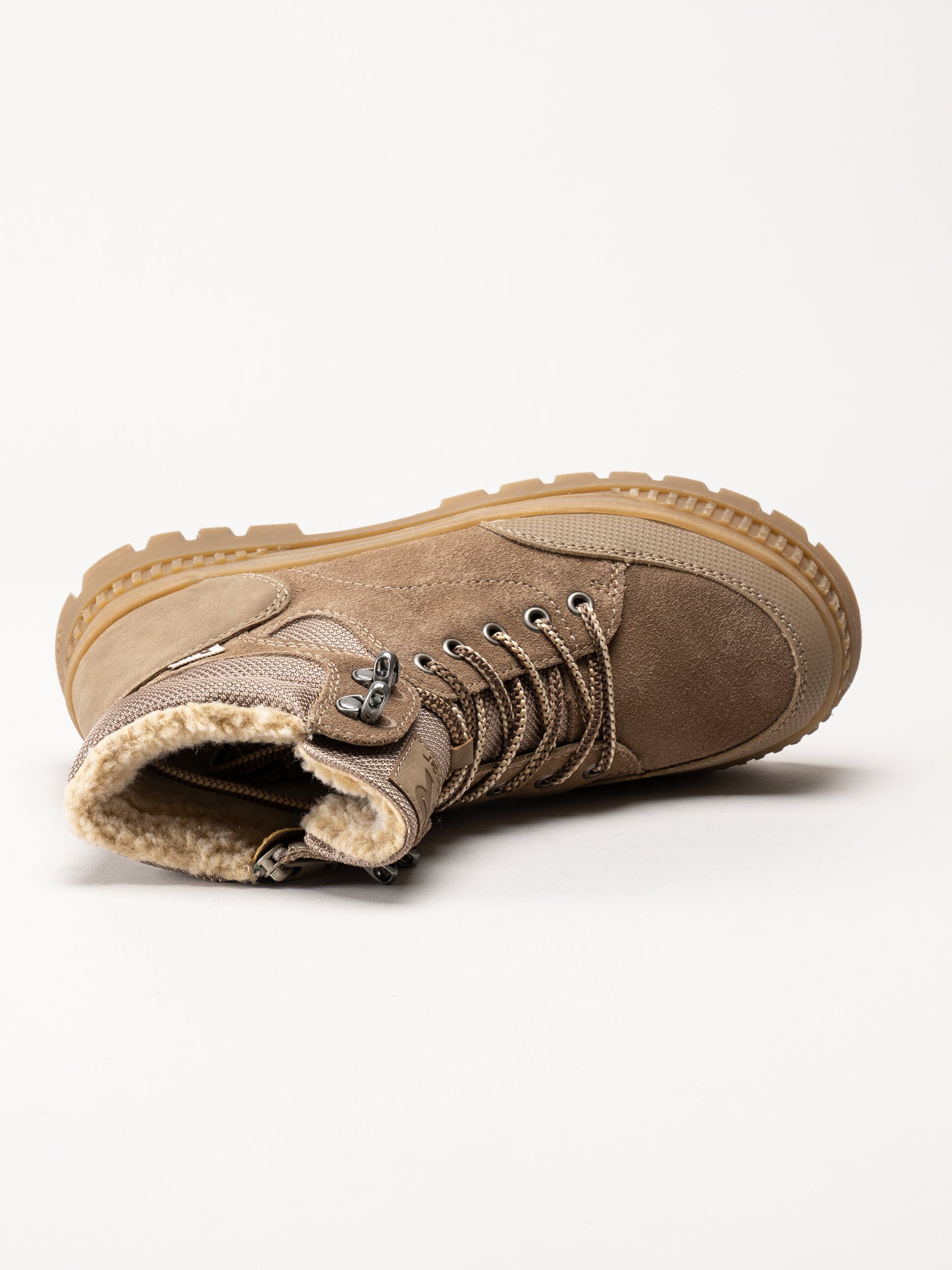 Rieker - Beige varmfodrade kängor i mocka