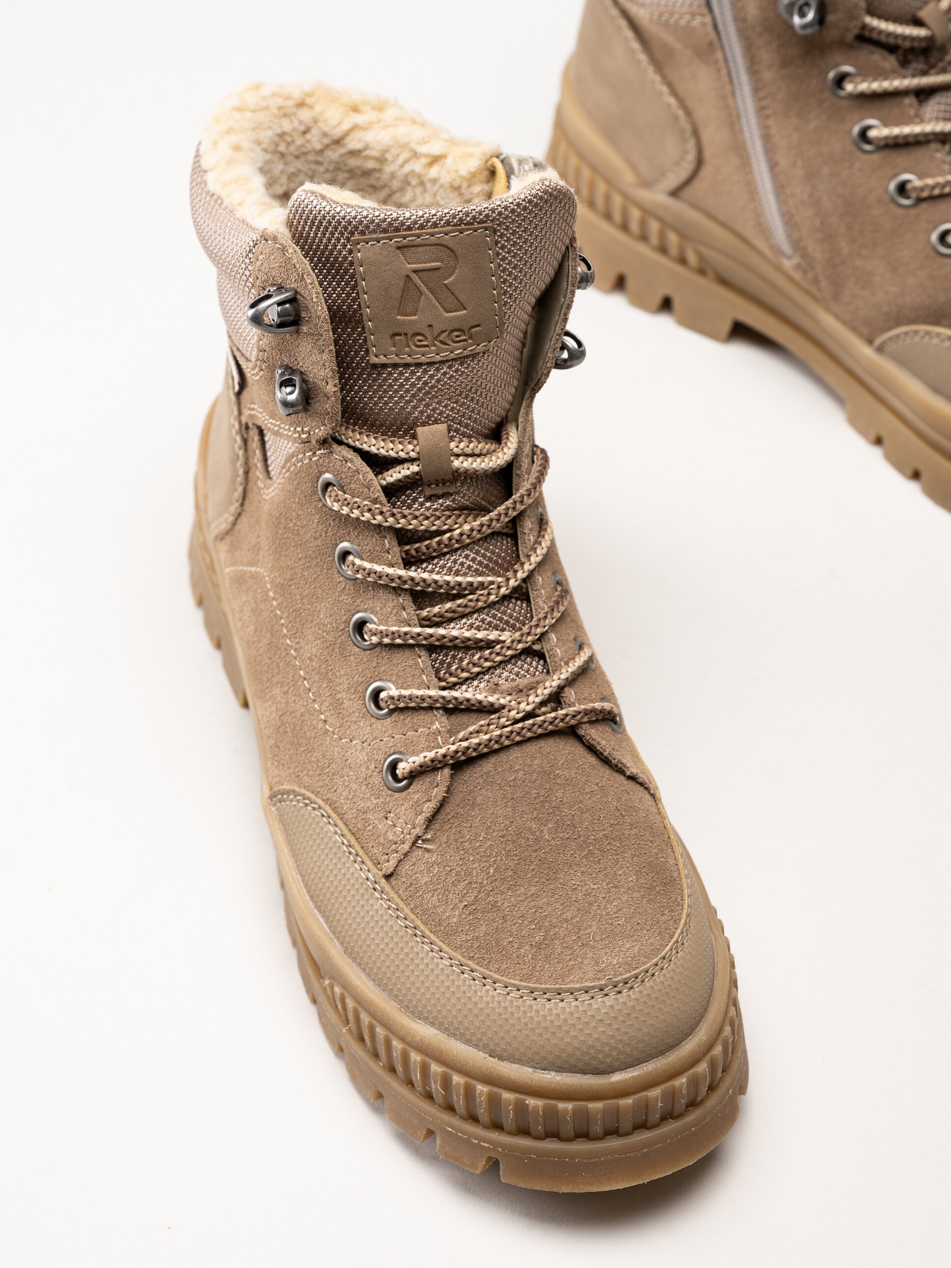 Rieker - Beige varmfodrade kängor i mocka