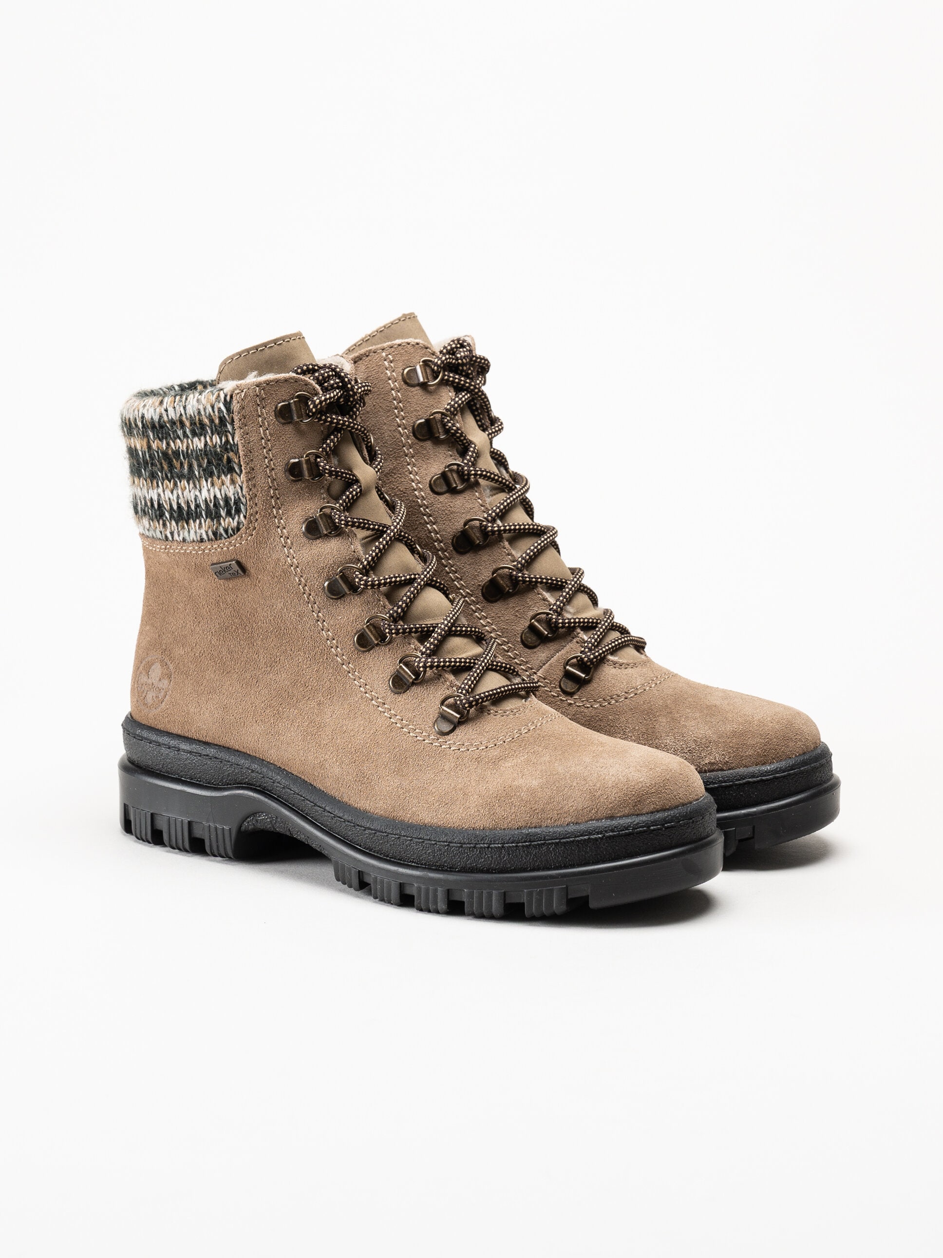 Rieker - Beige broddkängor i mocka