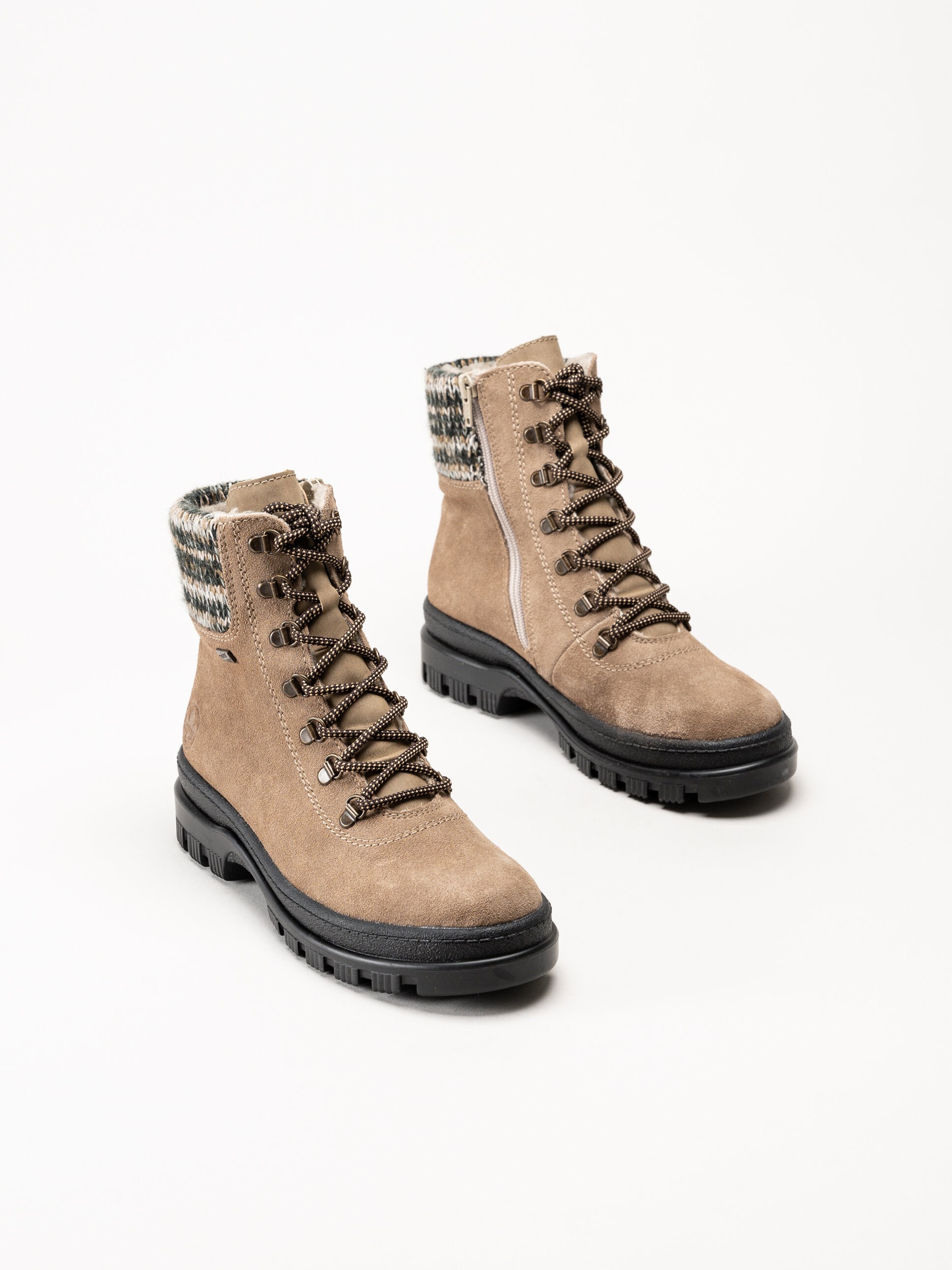 Rieker - Beige broddkängor i mocka