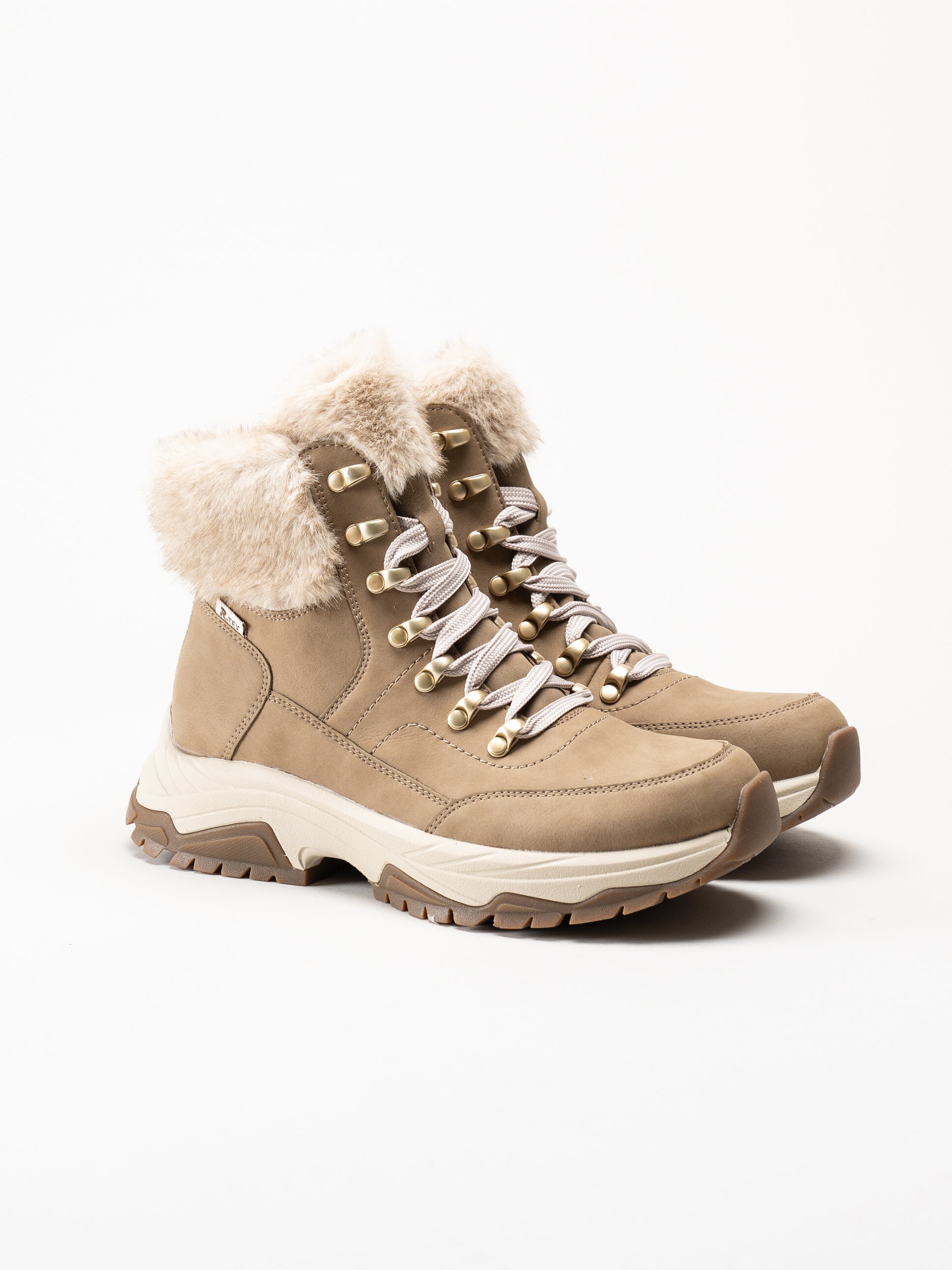 Rieker - Beige fodrade kängor i skinn