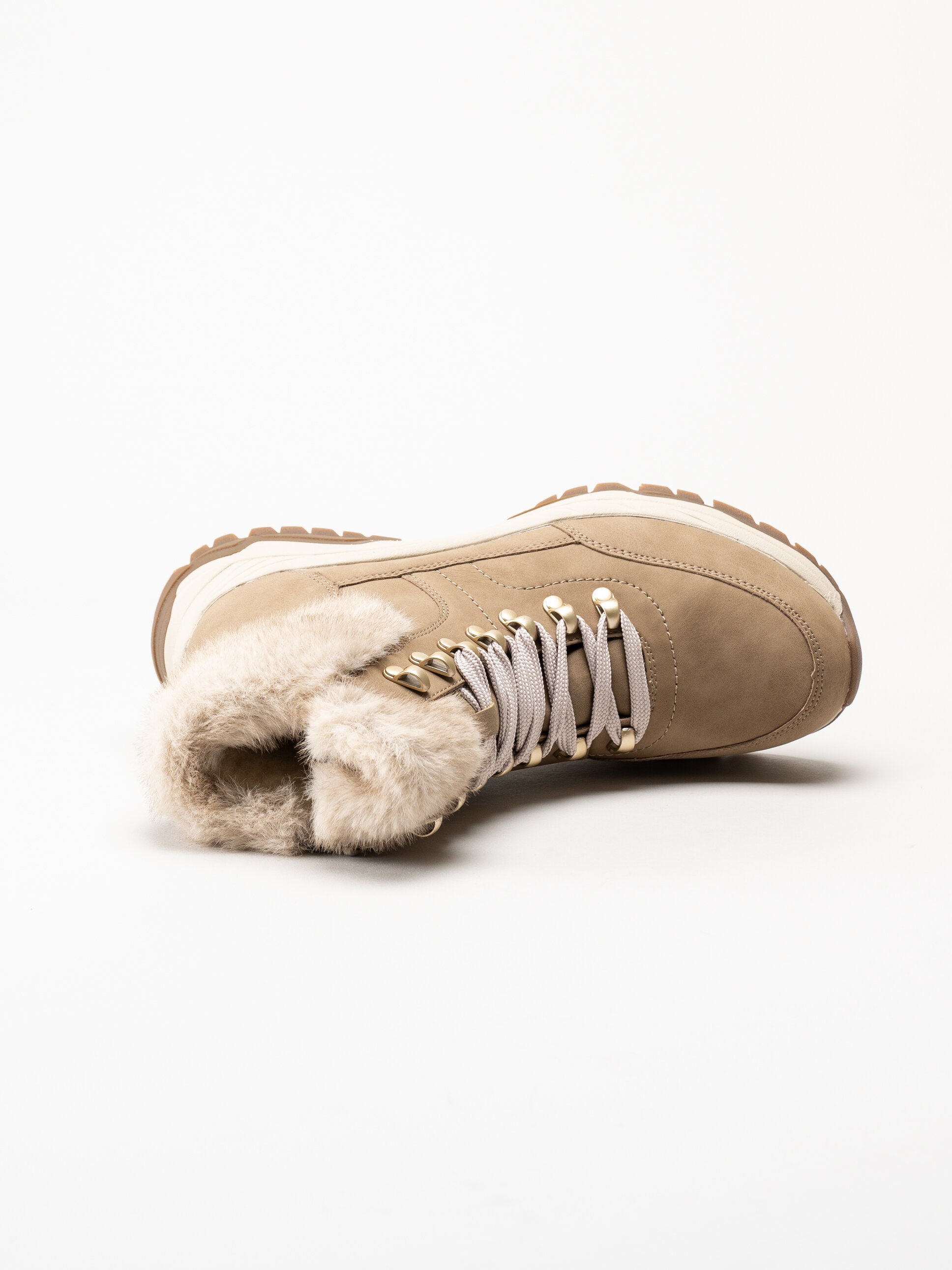 Rieker - Beige fodrade kängor i skinn