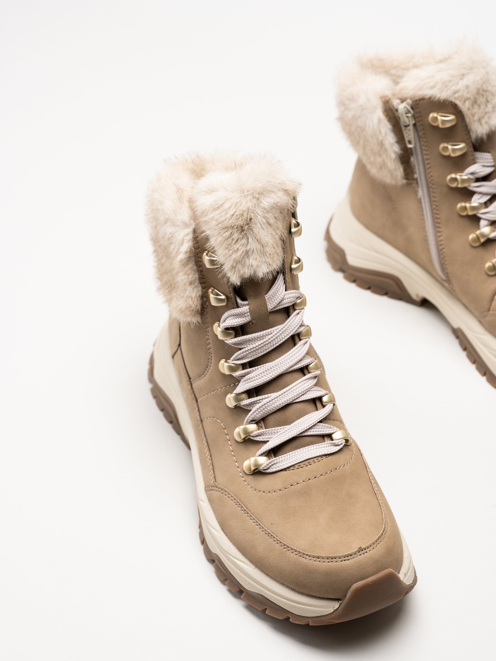 Rieker - Beige fodrade kängor i skinn
