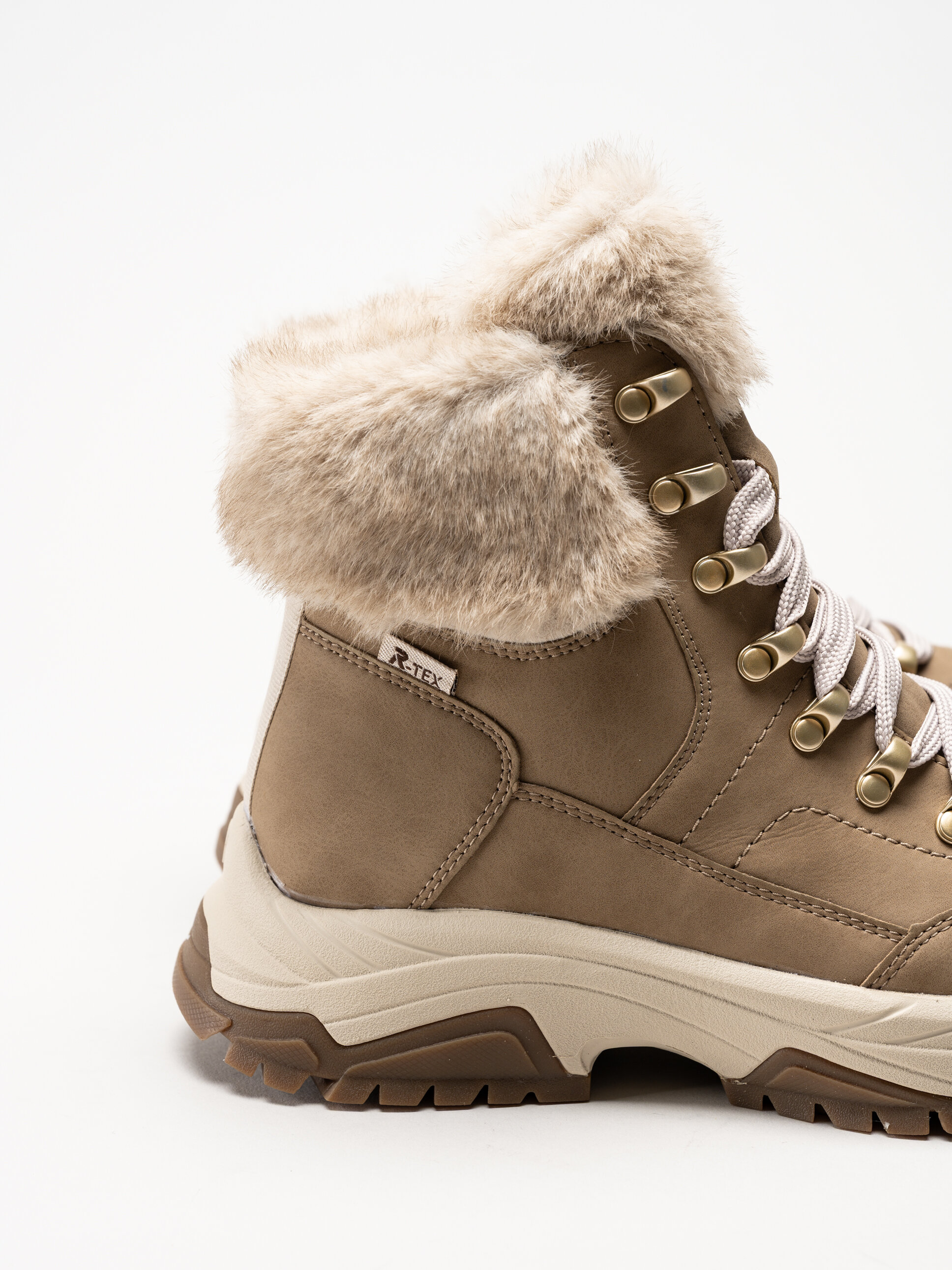 Rieker - Beige fodrade kängor i skinn