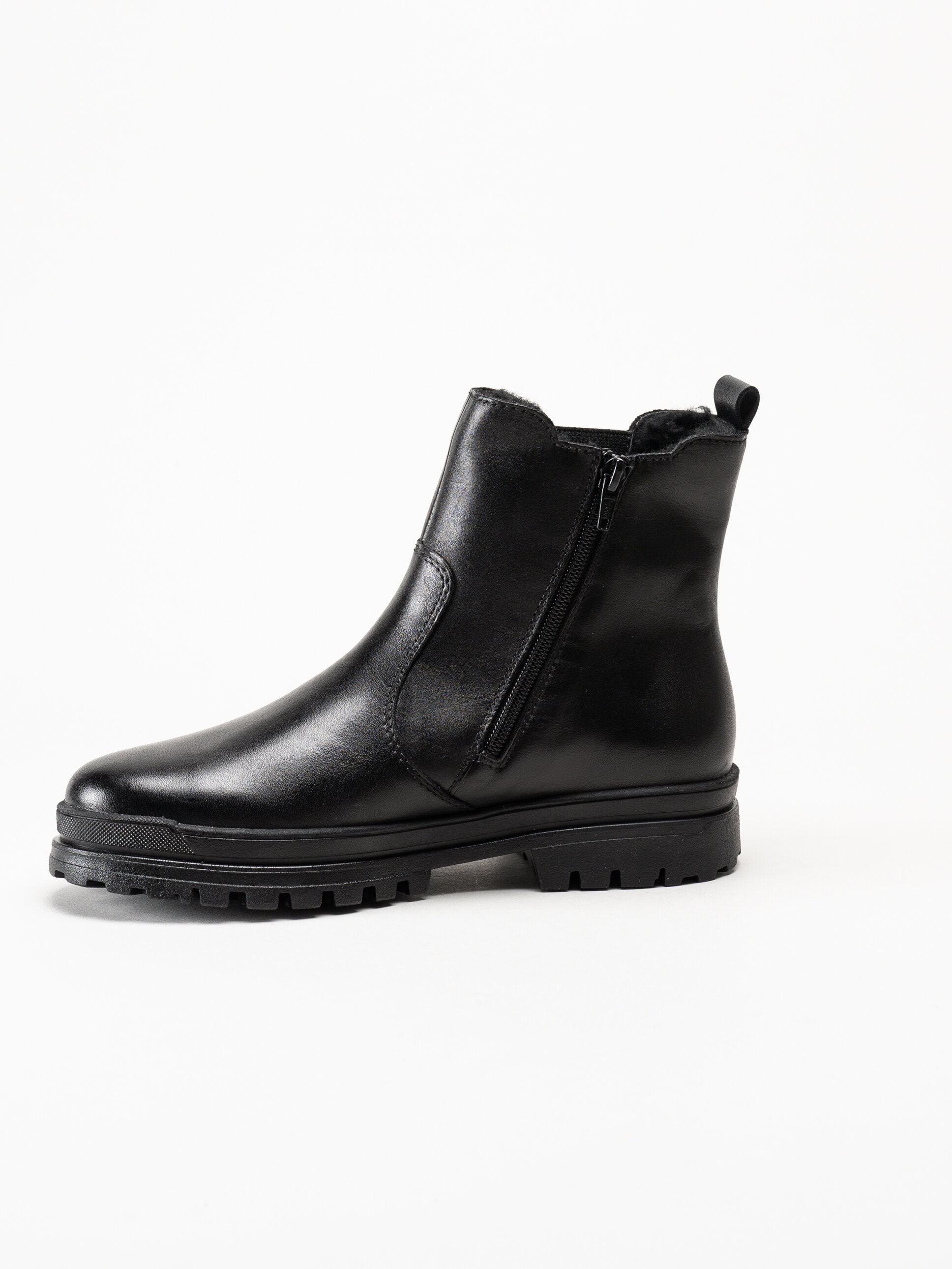 Rieker - Svarta fodrade boots i skinn