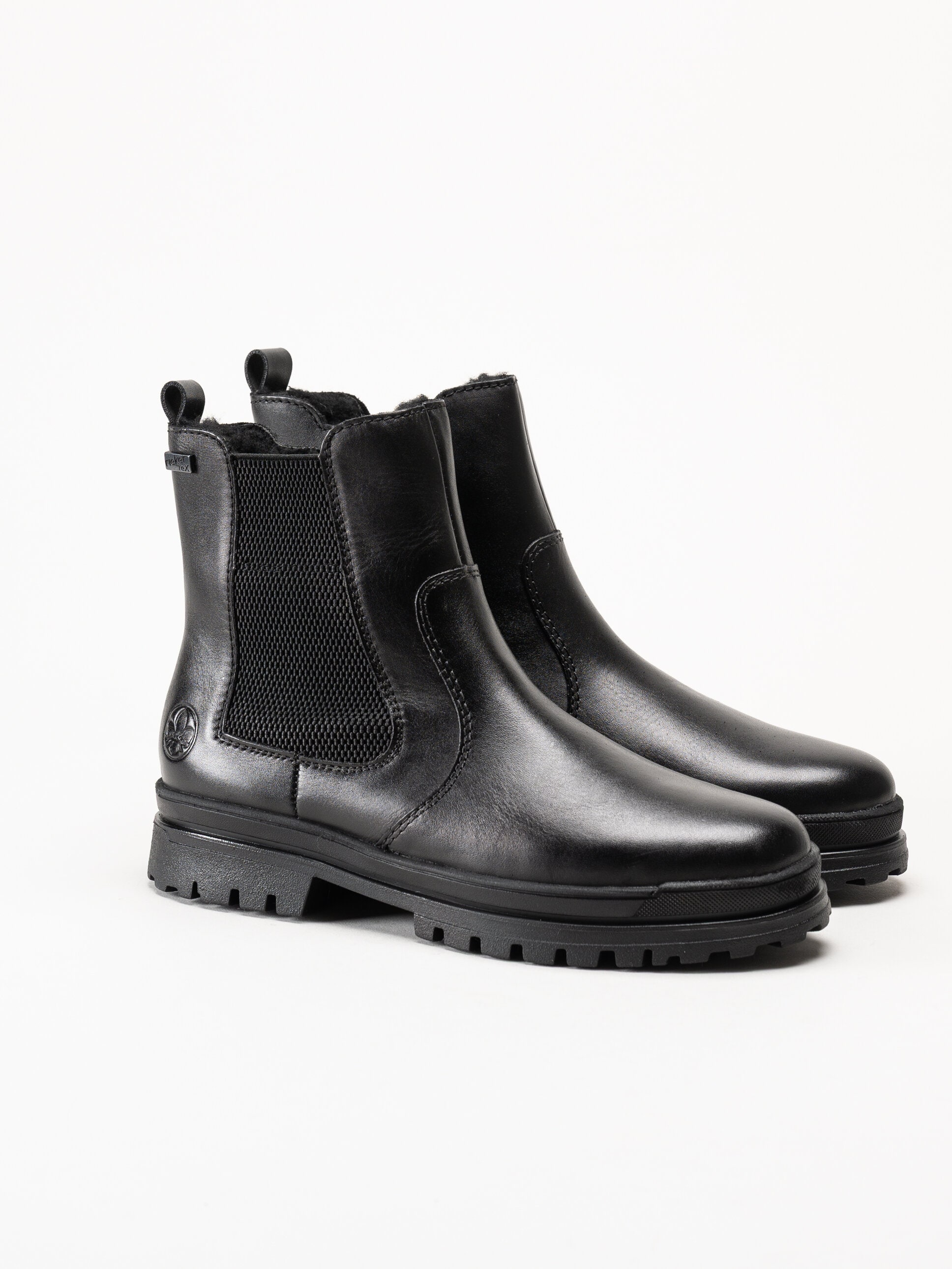 Rieker - Svarta fodrade boots i skinn
