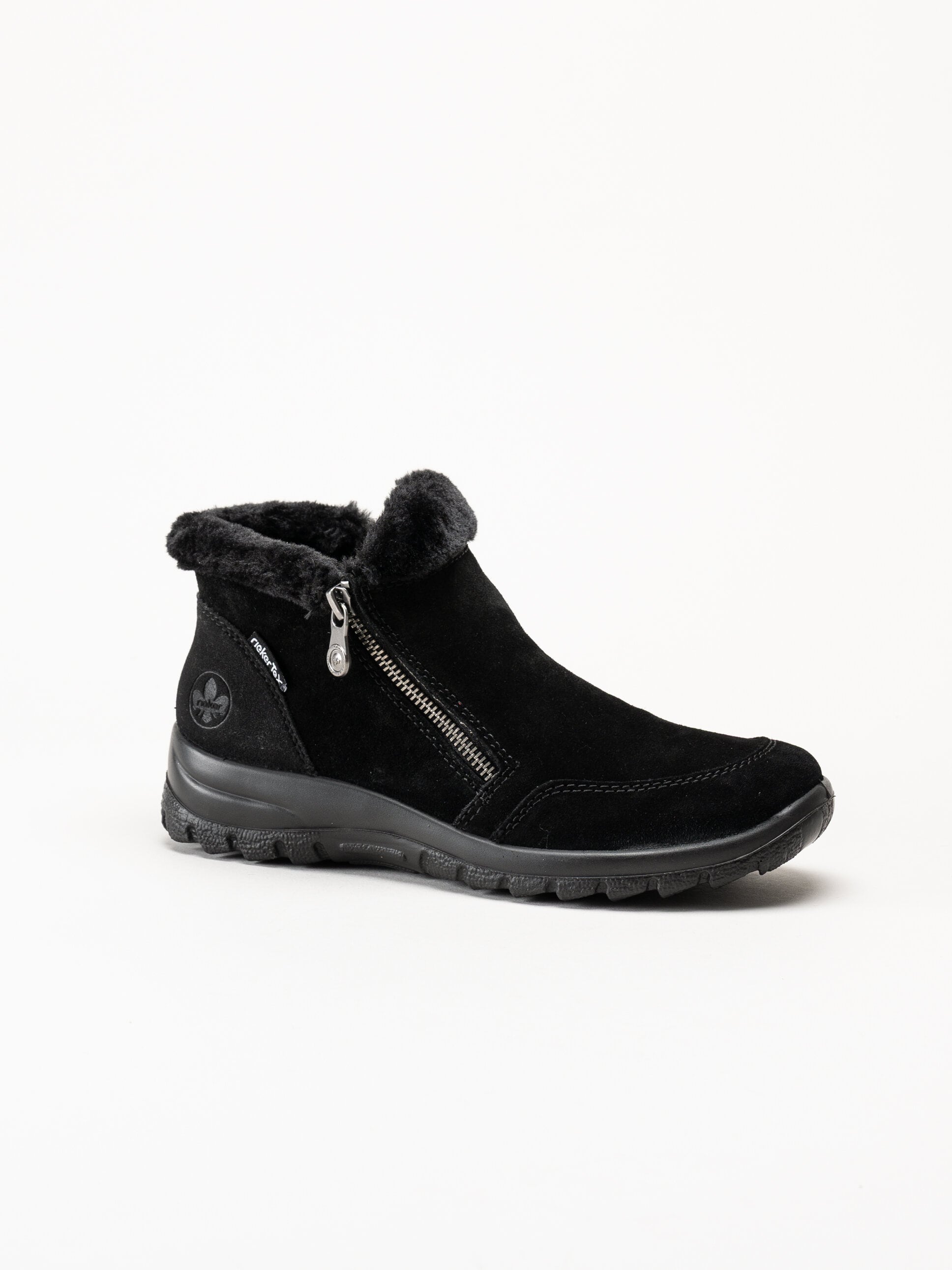 Rieker - Svarta fodrade boots i mocka