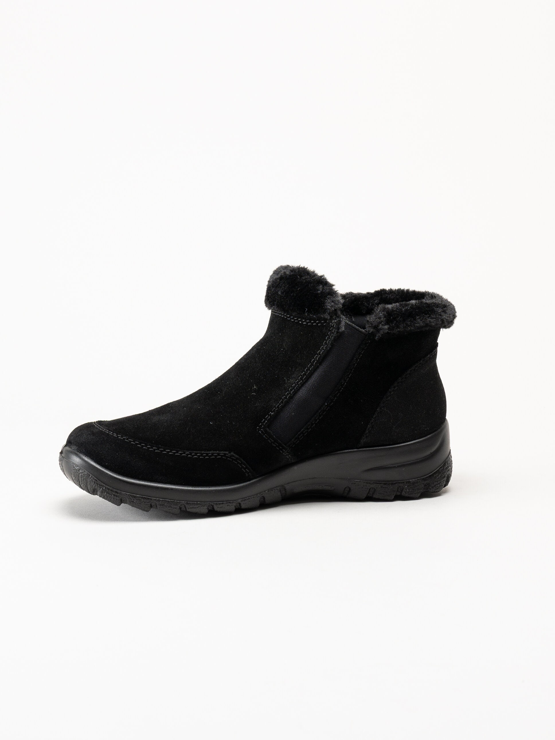 Rieker - Svarta fodrade boots i mocka