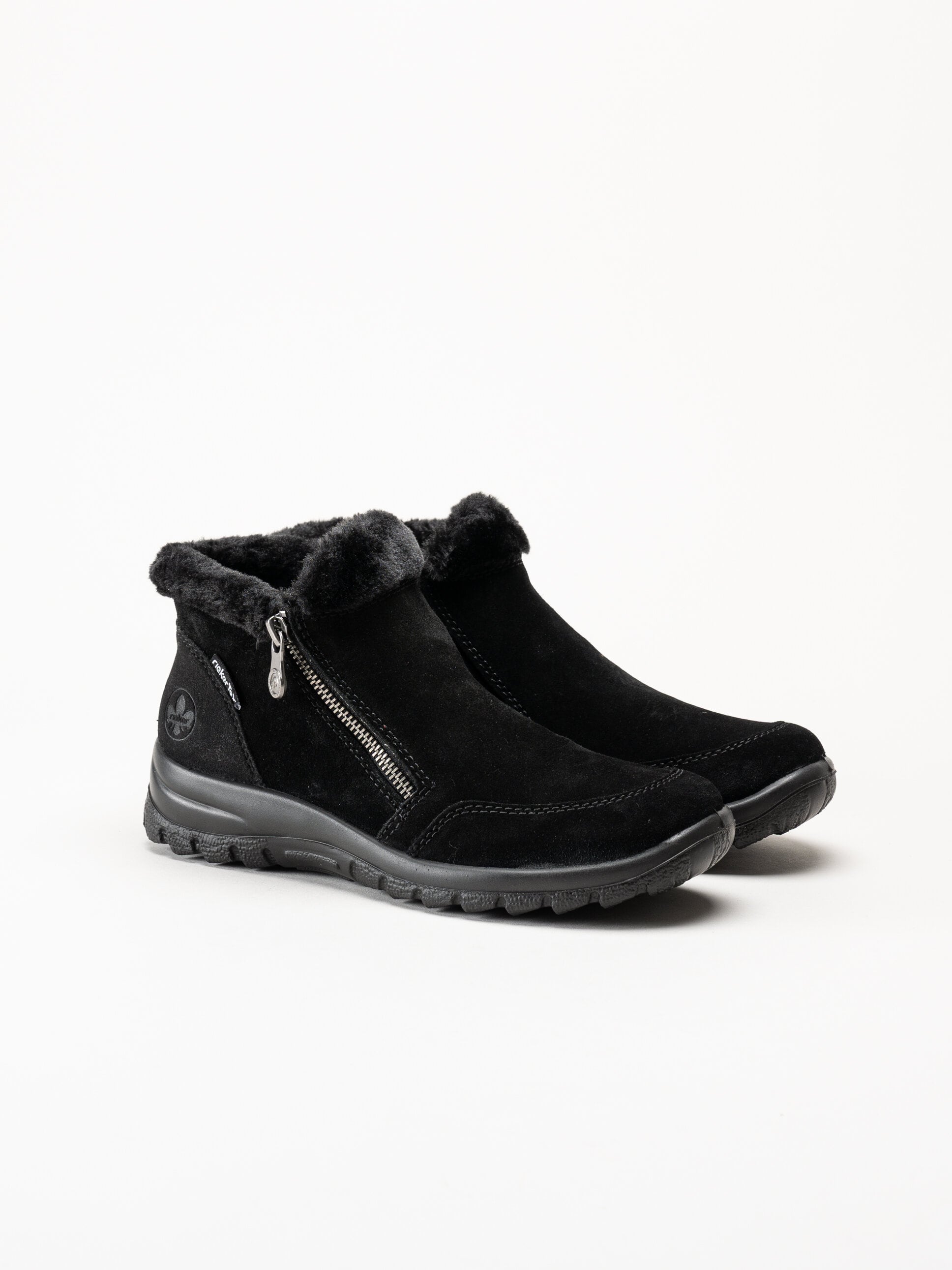 Rieker - Svarta fodrade boots i mocka