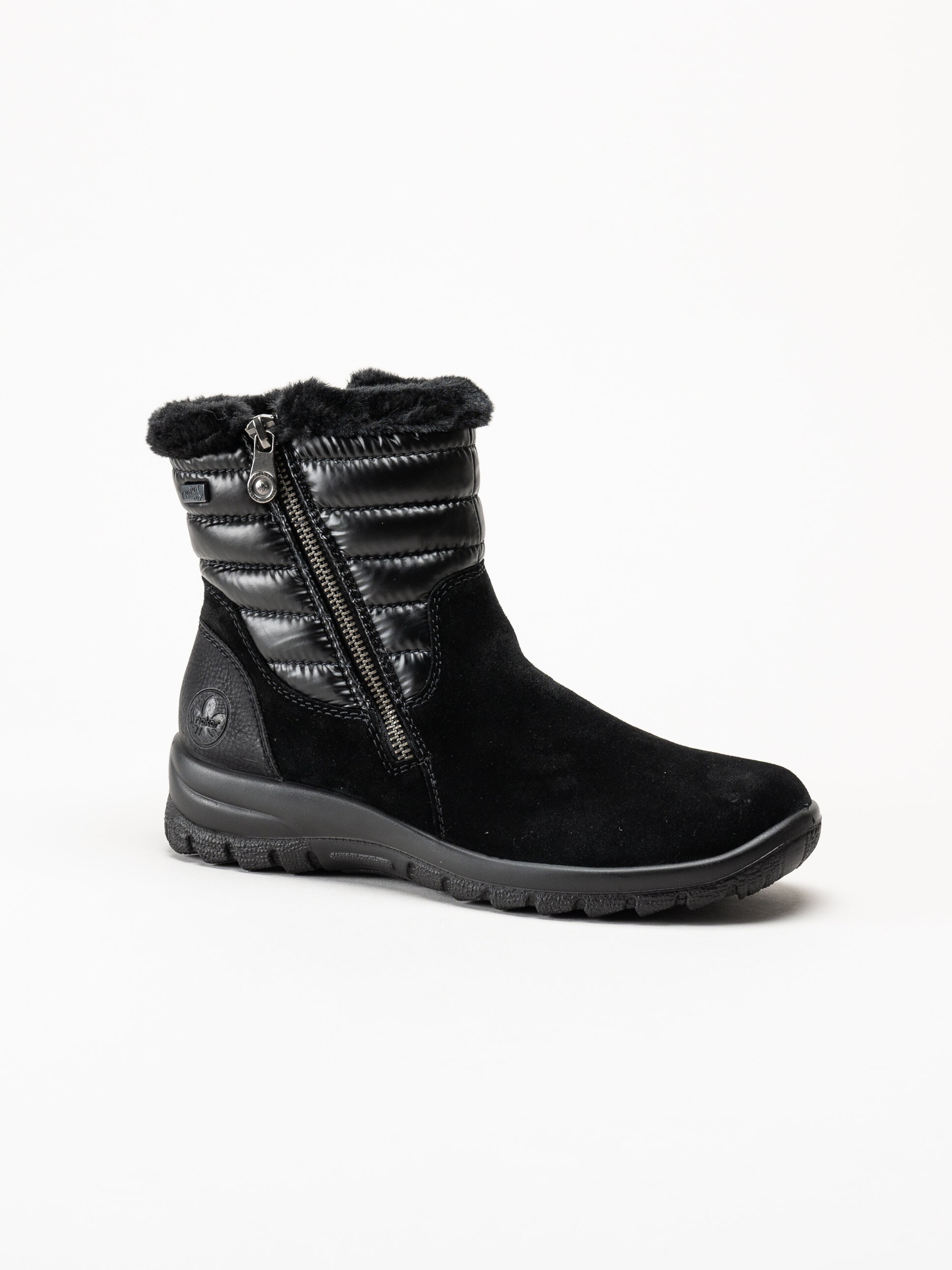Rieker - Svarta fodrade boots i mocka