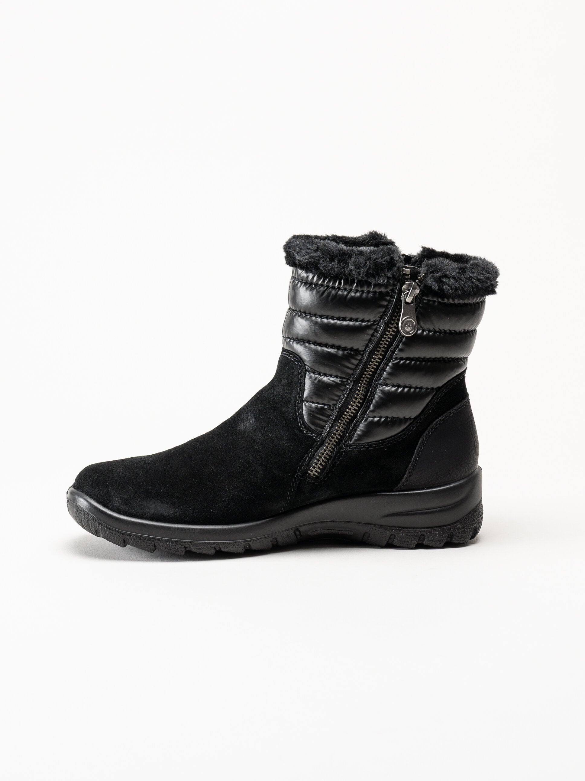 Rieker - Svarta fodrade boots i mocka